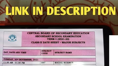 CBSE Class 10 Date Sheet Released 2021-22 Link In Description
