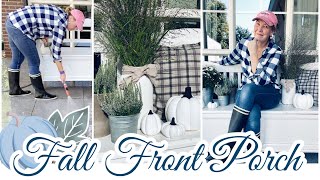 FALL FRONT PORCH MAKEOVER \/ FRONT PORCH CLEAN \& DECORATE WITH ME! \/ neutral fall decor