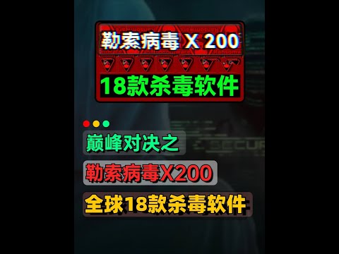巔峰對決！200個勒索病毒 PK 全球18款殺毒軟件（上） #電腦病毒#殺毒軟件#電腦