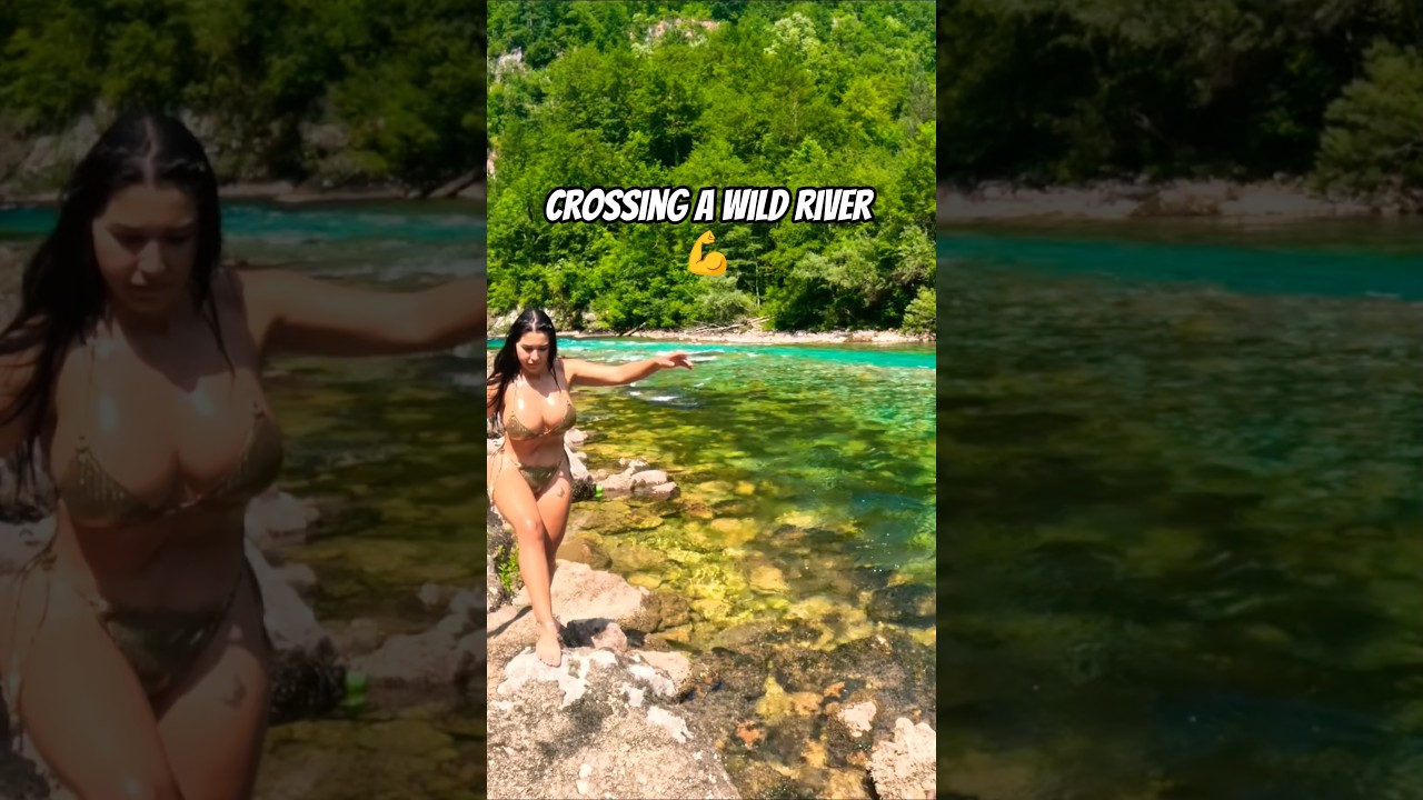 Crossing a wild river in Montenegro 🇲🇪