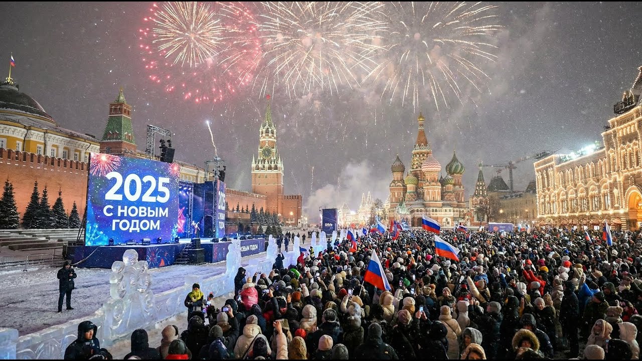 Moscow Happy New Year 2026 💥 Moscow | Live from Moscow Kremlin, Fireworks Moscow, New Year Russia