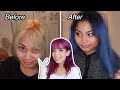 Cutting, bleaching and dying my BEST FRIENDS hair BLUE