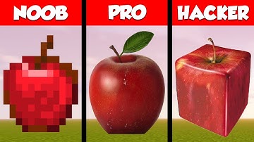 Minecraft Apple PIXEL ART CHALLENGE - NOOB vs PRO vs HACKER vs GOD