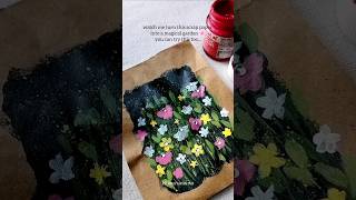 Turning Scrap Paper into a Magical Garden 🌸 | Easy Acrylic Painting #shorts #easypainting #painting