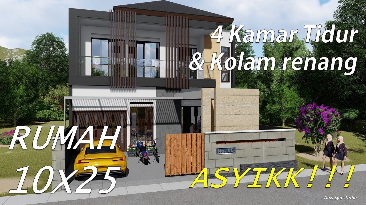 MANTAPP DESAIN  RUMAH  10x25 2  LANTAI  KOLAM  RENANG  