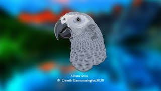 HOW TO DRAW African Grey Parrot Vector Art I Adobe Illustrator CC (Mouse) by Dineth Bamunusingha