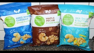 Simple Truth Organic Baked Puffs: Aged White Cheddar, Maple Pecan and Sea Salt & Butter Review