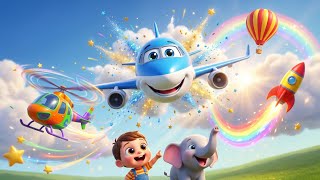 Flying Vehicles Song ✈️🚁 | Airplane Helicopter Rocket Balloon | Kids Cartoon Rhymes