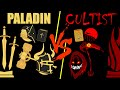 Tower fight cultist vs paladin  marble race in algodoo