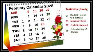 February Calendar 2028, #februarycalender2028,