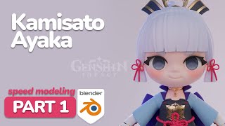 Kamisato Ayaka Genshin Impact 3D modeling in Blender - Part 1