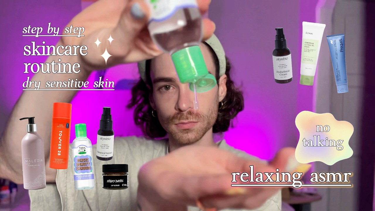 No Talking ASMR Skincare Routine 🫧 Fungal Acne Safe for Dry Sensitive Skin ✨ Relaxing Triggers