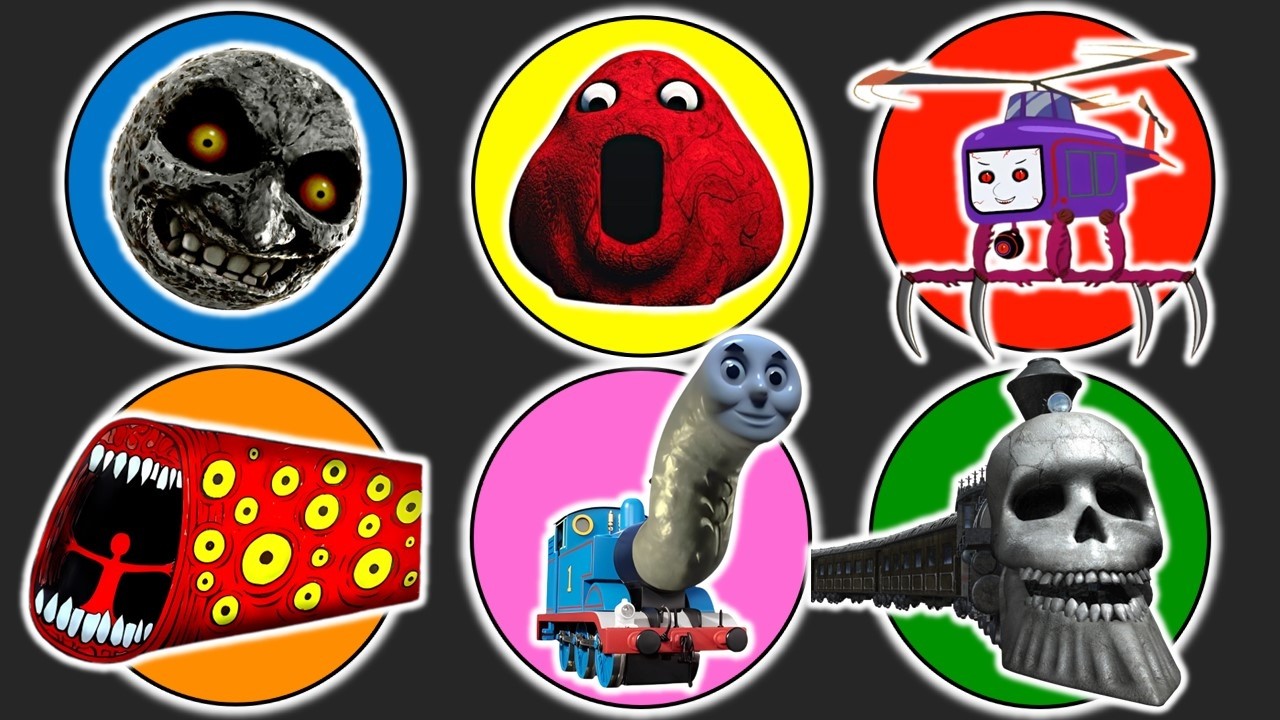 Spin Wheel Monster Scary Moon, Pou, Monster Helicopter, Train Eater, Thomas Lipan, Kereta Hantu