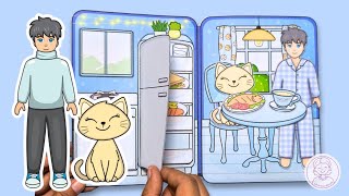 Full Tutorial, Paper Doll house DIY,  Printable boy  doll house quiet book step-by-step guide Update