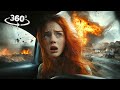 360° Through Fire Tornado and Tsunami with Girlfriend VR 360 Video Adventure