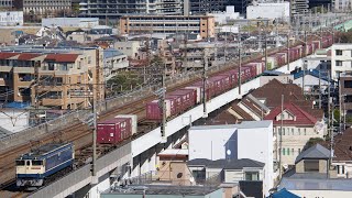 ef65 2085隅田川シャトル75レ貨物を駐車場の屋上から狙う