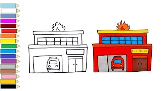 Fire Station Drawing for Kids Easy Fire Station Drawing Step by Step