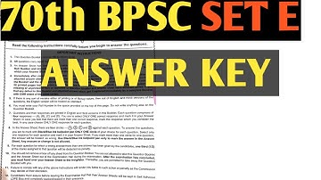 70th BPSC Prelims 2024 | 70th bpsc set e answer key | Answer key 70th BPSC| 70th BPSC Pre answer key