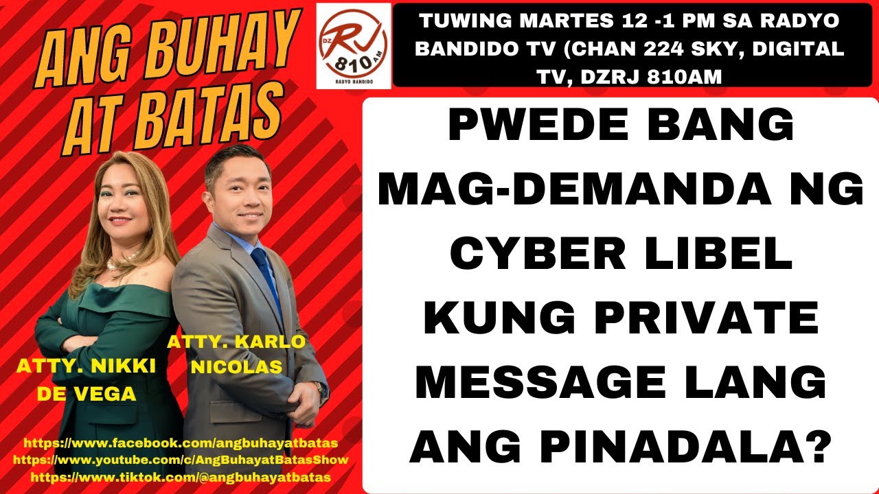 PWEDE BANG MAG-DEMANDA NG CYBER LIBEL KUNG PRIVATE MESSAGE LANG ANG PINADALA?