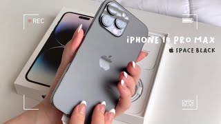 iPhone 14 Pro Max in Space Black 📦✨ aesthetic unboxing, asmr, set-up