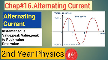 2nd year physics. Chapter #16. Alternating current. Instantaneous voltage. Peak value. RMS value.