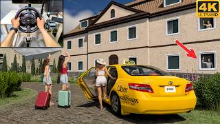 BeamNG 4K Luxury Private Uber Taxi Job With Toyota Camry | Steering Wheel Gameplay screenshot 5