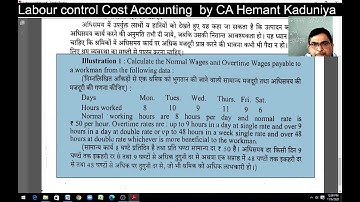 Labour control Part 1, Cost accounting, B.Com II year Hindi medium by CA Hemant Kaduniya