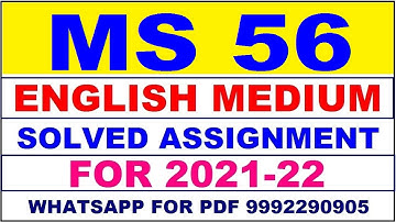 MS 56 Solved Assignment 2021-22 in ENGLISH | MS 56 Solved Assignment 2021-22 | MS 56 2021-22