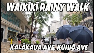 Waikiki Rainy Walk | Kalakaua Ave | Kuhio Ave | Palama Express | Treadmill | Virtual Walk