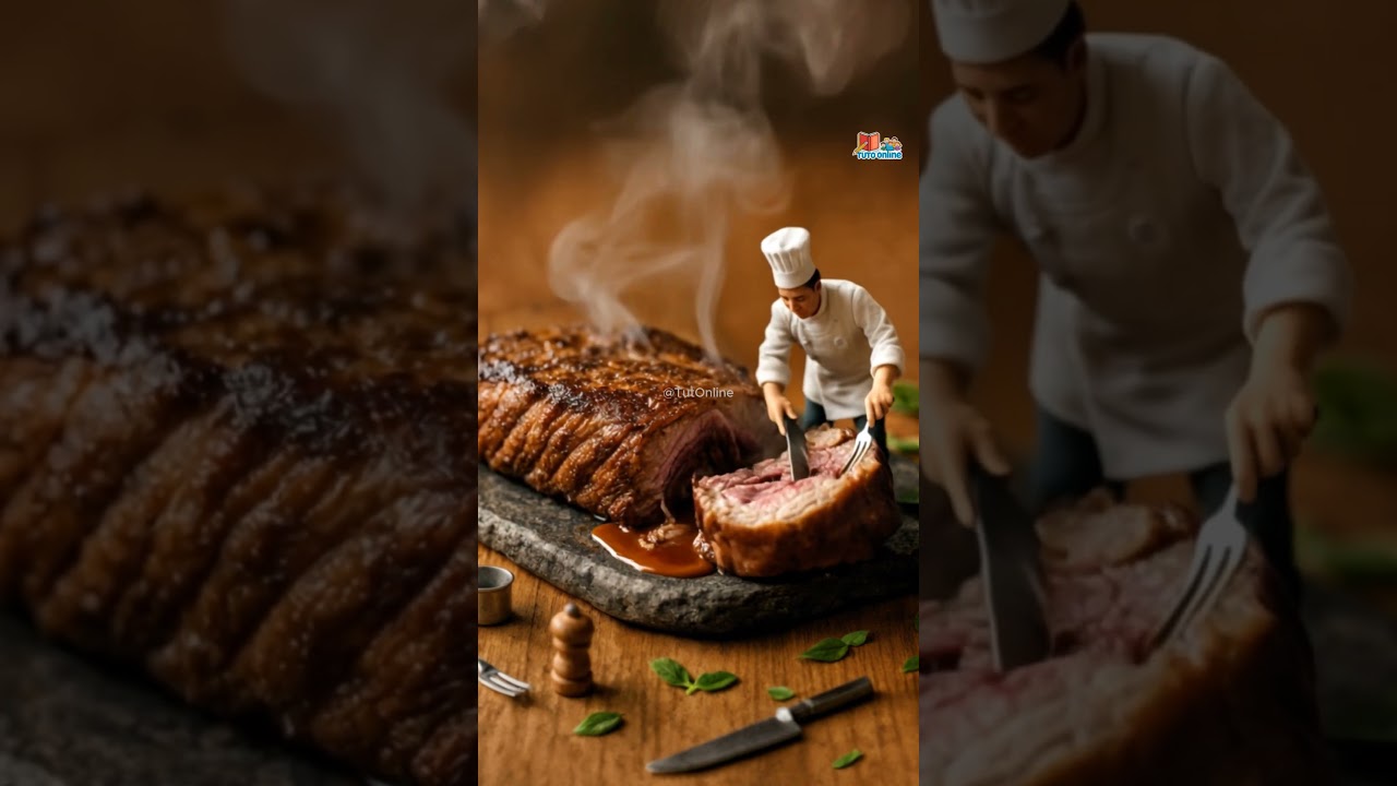 Mini creature Making steak 