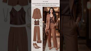 Pin inspired Monochromatic power Brown suit editorial luxury fashion tailored perfection #officewear