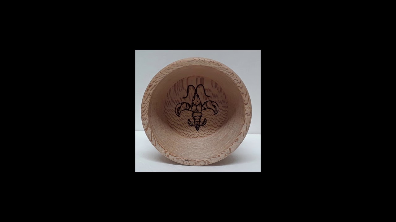 4" American Lacewood Bowl with Crawfish Boil Engraved by Rich Cajun Crafts