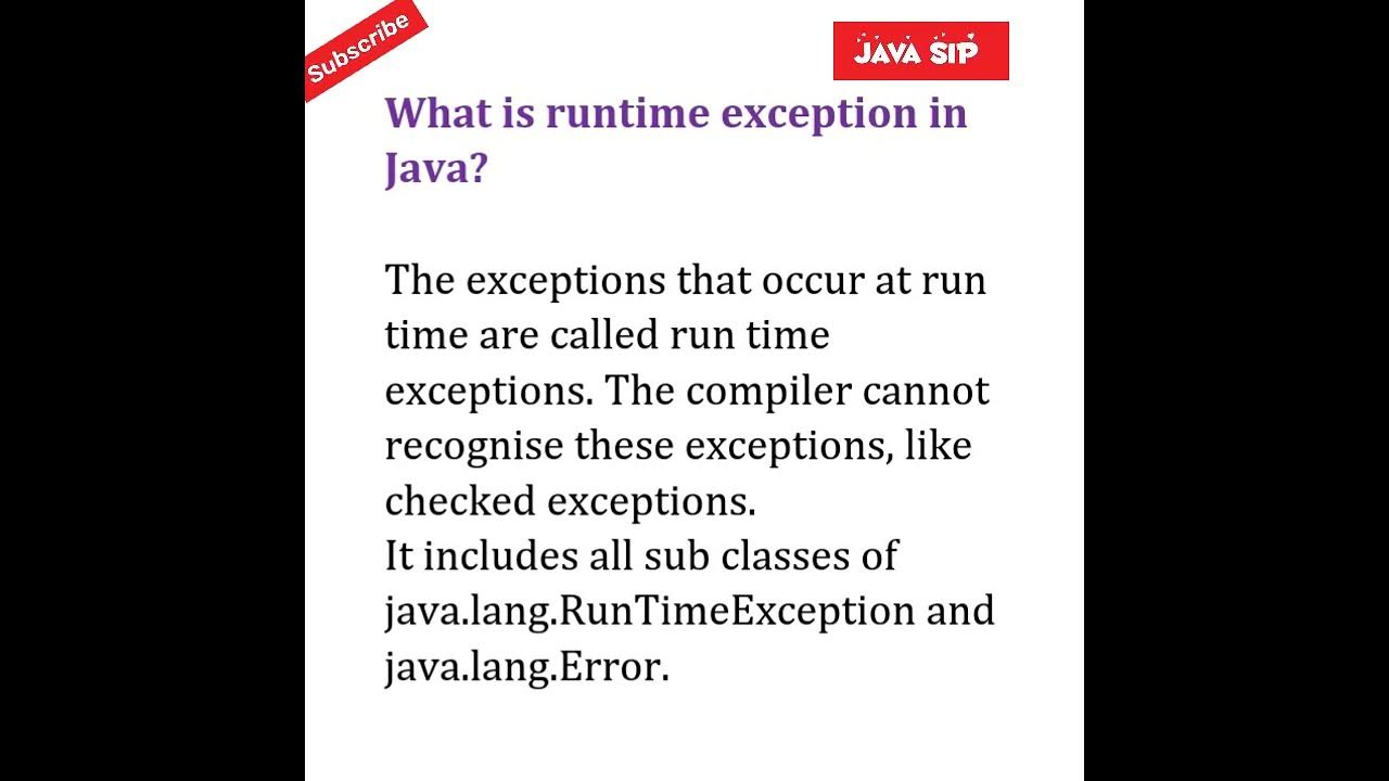 What is runtime exception in Java? interview java keyword javasip 