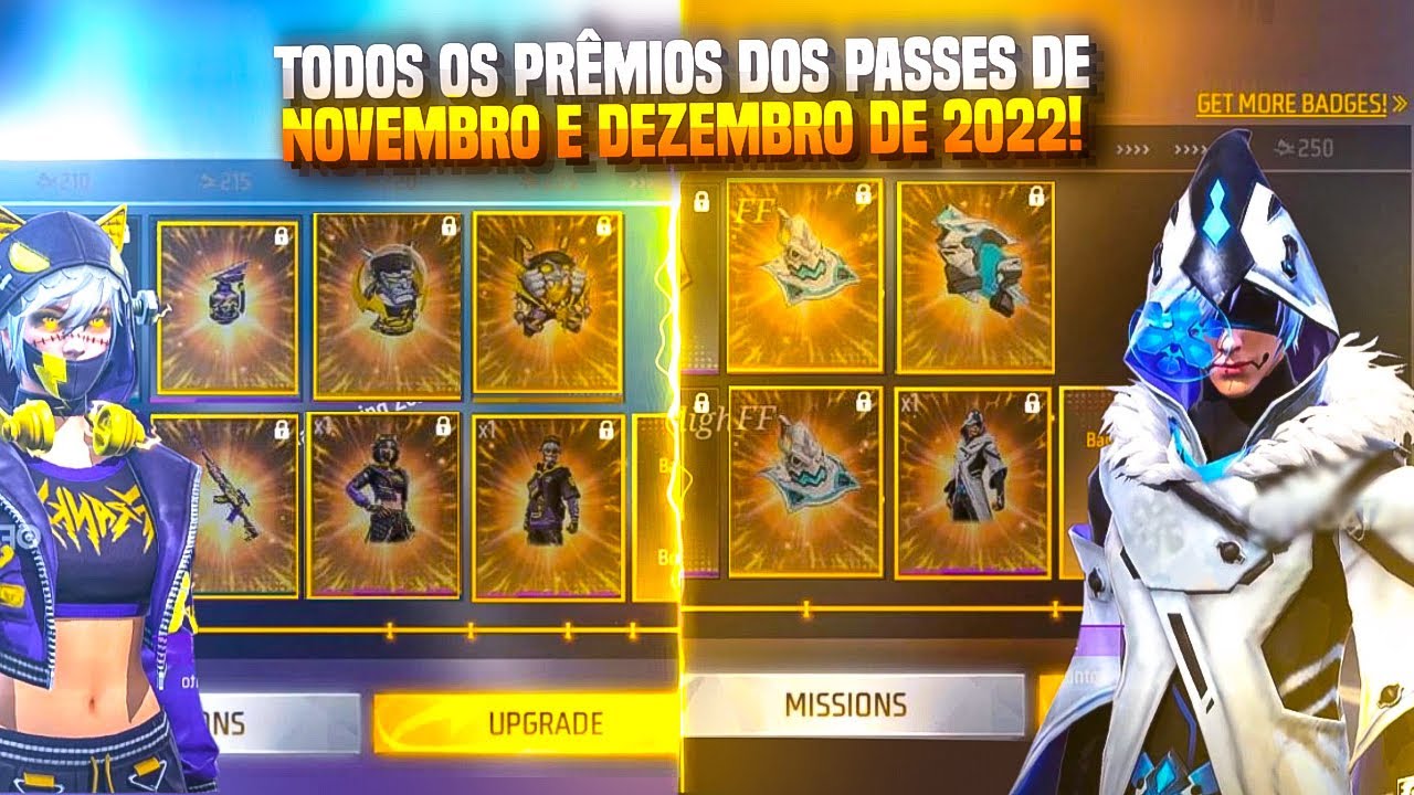 Free Fire: Passe de Novembro de 2023 Skins, armas, emotes e muito mais 