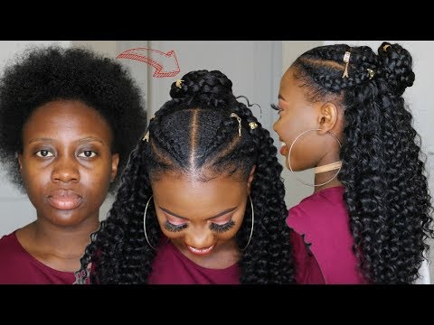 quick-protective-style-|-half-feed-in-braids-half-crochet-hair-on-short-4c-natural-hair-tutorial