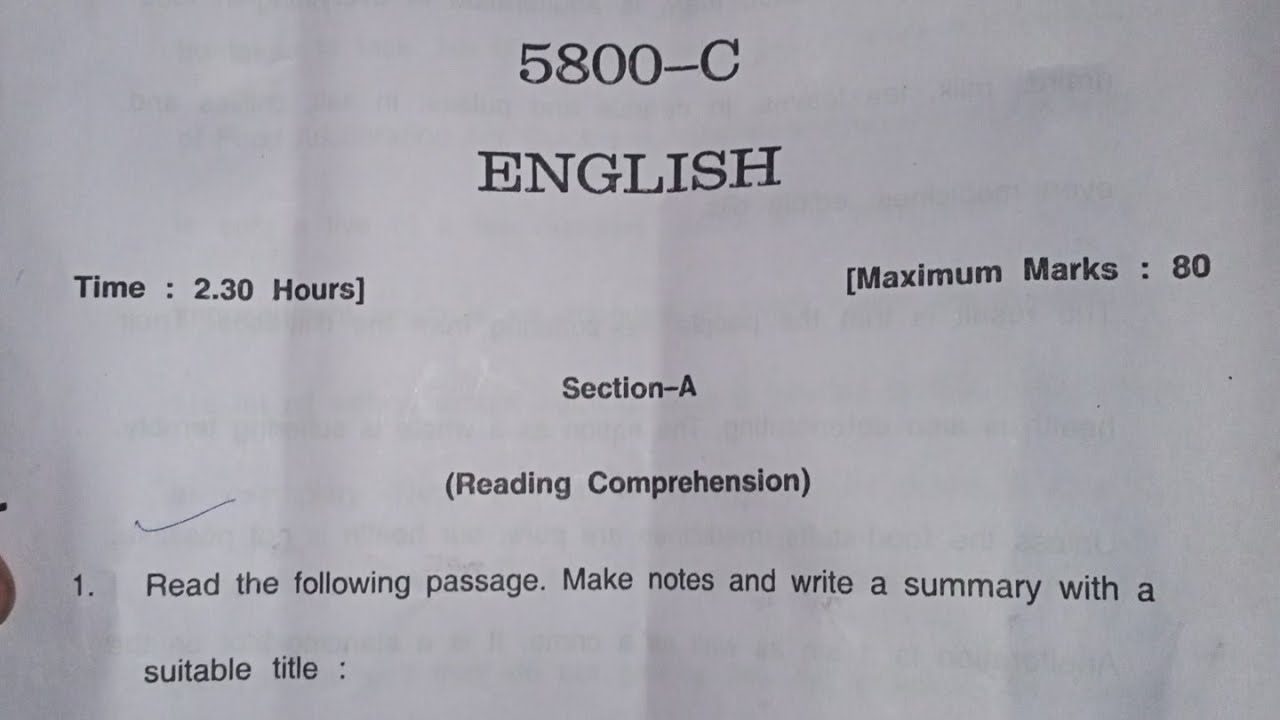 jk bose class 11th English paper 2021 Kashmir division// YouTube