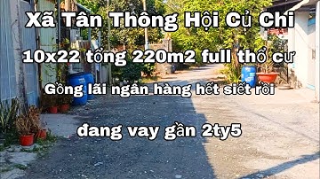 Nhà đất củ chi | giá rẻ | giới thiệu | Lô đất Xã Tân Thông Hội 10x22 full thổ cư ngộp ngân hàng