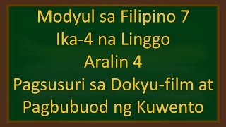 Modyul sa Filipino Grade 7 Aralin 4 Ikaapat na Linggo