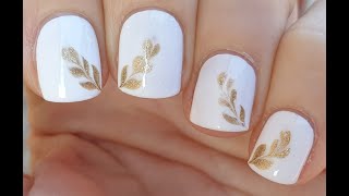 Elegant Nails | White & Gold Glitter Nail Art | Easy Nail Ideas 2025