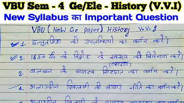 Sem 4 Ge/Ele History Important Question  Vbu Semester 4 general History ka Question Answer Rohit sir