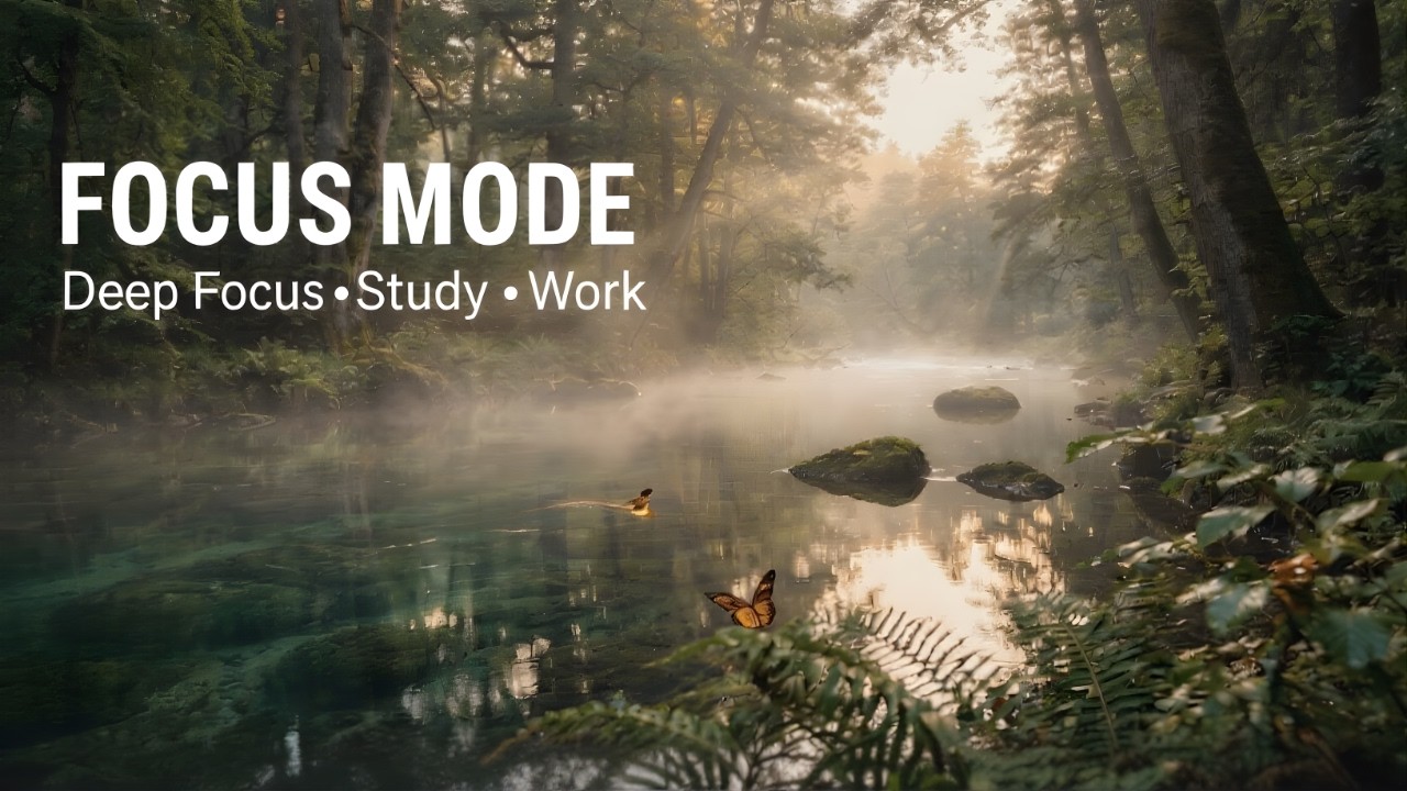 Deep Focus Music 🌿 Misty Forest River Ambience for Study & Work