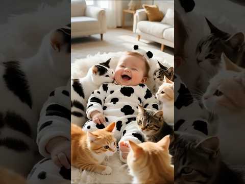 ابتسامة طفل لطيف صوت القطط طفل صغير Cat Cute Cutecat قطط كيوت Cats