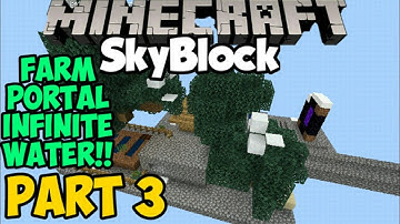 Farm and portal + infinite water source!! | skyblock #3