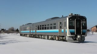 【五能線新型車両】GV-E400系 GV-E402-19+GV-E401-19 板柳～林崎通過【4K】
