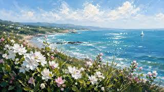 Coastal Flower Garden by the Sea 🌊🌸 4K TV Frame Art | Relaxing Ocean Painting for Samsung Frame TV screenshot 2