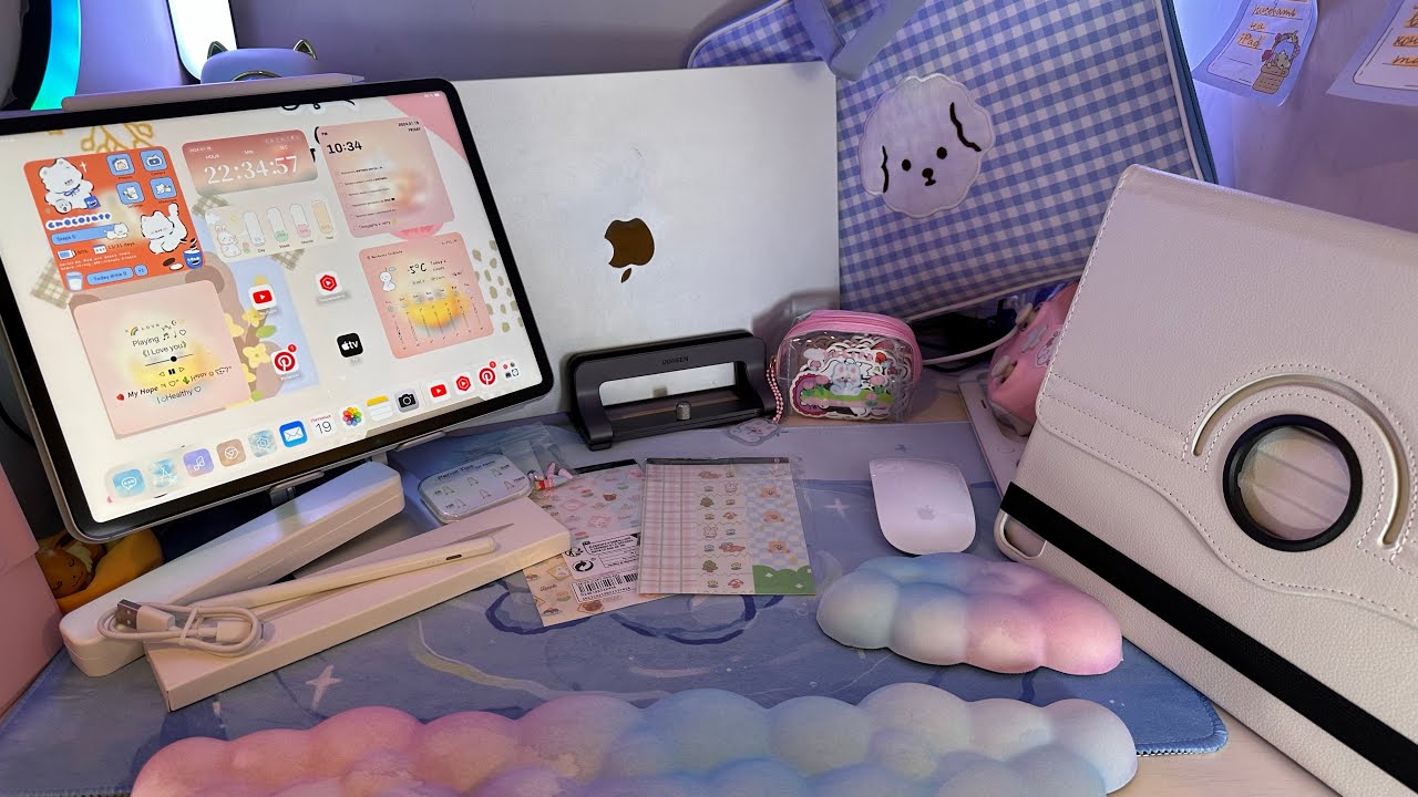 Aesthetic unboxing accessories to iPad Pro 12.9 🌸 Pinterest desk makeover Stationery organisation