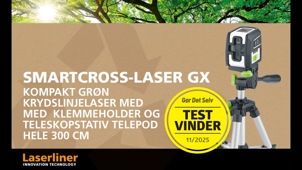 Laserliner SmartCross-Laser GX Sæt 300 cm – grøn krydslinjelaser med TelePod teleskopstativ
