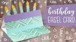 DIY Birthday Card {Birthday Cake Easel Card} Tutorial   Free Template