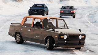 Winter Street Drift Through Traffic
