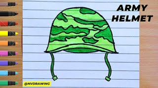How to Draw A Helmet | Army Helmet Drawing | Realstic Drawing for Army Helmet | 6 Easy Step By Step